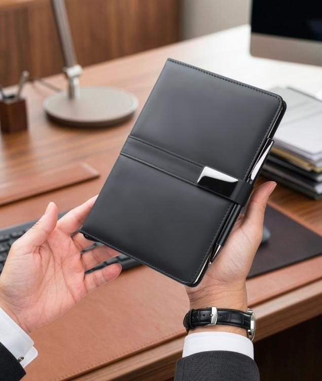 Portfólio executivo em couro personalizado
